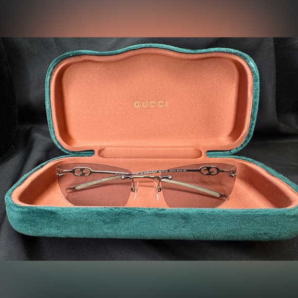 Gucci Sunglasses Silver Rimless GG 1775/S with Green Gucci Velvet Case